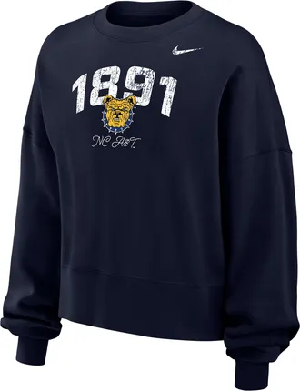 Nike Womens College Phoenix Fleece (North Carolina A&T University) Crew-Neck Sweatshirt in Blue | W33302NCAT25-NVY