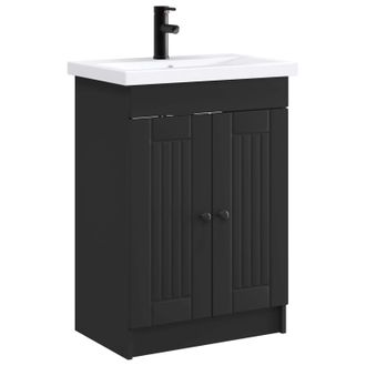 vidaXL Juego De Muebles De Ba&ntilde;o Negro 78,5 X 37,5 X 81 Cm Vidaxl