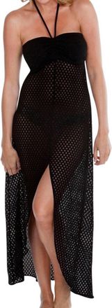 Dotti Spot On Bandeau Hi-Low Front Slit Dress In Dot Black
