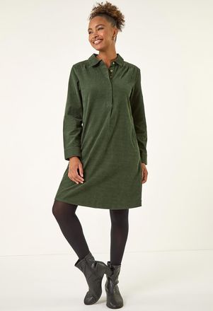Roman Corduroy Tunic Shirt Dress