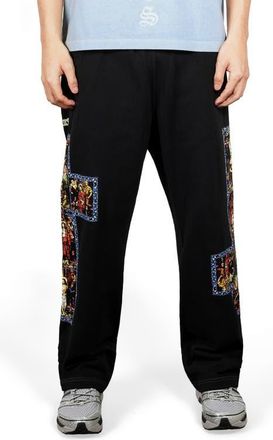 Pleasures Blasphemy Print Straight Leg Drawstring Sweatpants in Black at Nordstrom, Size X-Large