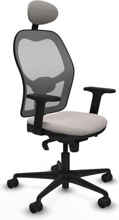 Piqueras y Crespo Piqueras Y Crespo - Jorquera Sincro Malla Gris Similpiel Blanco Brazos 2d Base Nailon Cabecero Fijo Ruedas 65mm Nailon