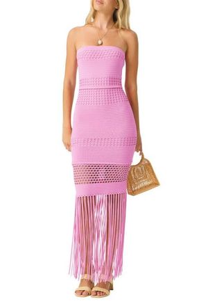 PQ Swim Melissa Fringe Strapless Dress in Rose at Nordstrom, Size X-Small