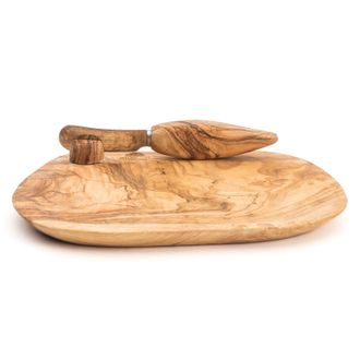 B&eacute;rard France Olive Wood Handcrafted Butter Dish & Knife