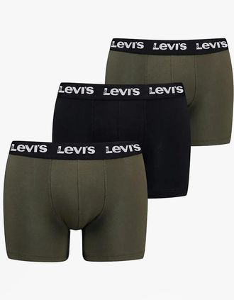 Levi's Mens Levis REPEAT LOGO Mens 3 Pack Trunks Khaki Combo - Green - Size: 37/36/32