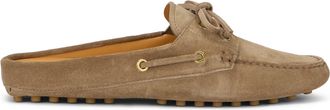 Tod's Womens Loafers Suede Beige Light Chalk Calfskin