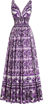 Dolce & Gabbana Abito Midi Con Stampa Maiolica-Donna