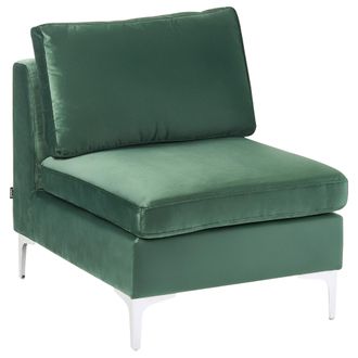 Beliani Sill&oacute;n Modular De Terciopelo Verde Asiento Patas Metal Glamour Evja