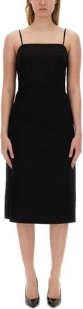 Theory Midi Jurk - Dames - Casual kleedjes - Zwart - 2XS - Linnen - Kleedjes