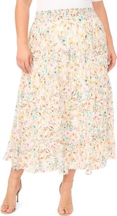 Vince Camuto Floral Tiered Skirt in Antique White at Nordstrom, Size 2 X