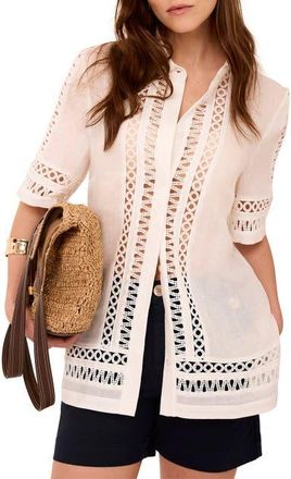 Mint Velvet Ramie Resort Shirt in Ivory at Nordstrom, Size Small