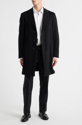 Canali Trim Fit Wool & Cashmere Coat in Black at Nordstrom, Size 44 Us
