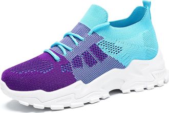 Generic Womens Fashion Sneakers Slip On Walking Shoes Breathable Mesh Athletic Footwear with Thick Sole for Daily Casual Wear Memory Foam Trainers Womens High