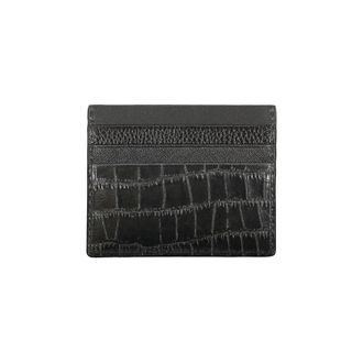 Tommy Hilfiger Crocodile-Embossed Leather Card Case - Black