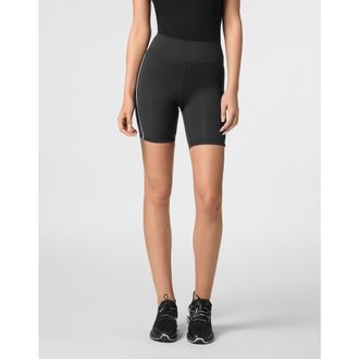 Plein Sport Silky Soft Piping Biker Shorts Women in Black at Nordstrom, Size Xx-Large