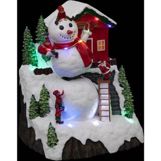 F&eacute;&eacute;ric Lights & Christmas F&eacute;&eacute;ric Lights And Christmas - Aldea De Navidad Con Mu&ntilde;eco De Nieve A Pilas De 17 Led - Feeric Lights & Christmas