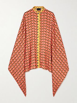 Dima Ayad Blusa In Raso Stampato - Arancione