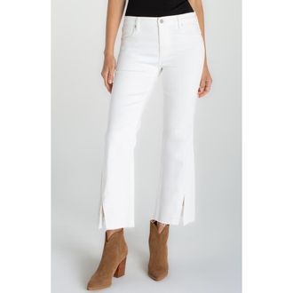 Liverpool L.A. Hannah Raw Split Hem Crop Flare Jeans in Bright White at Nordstrom, Size 16P
