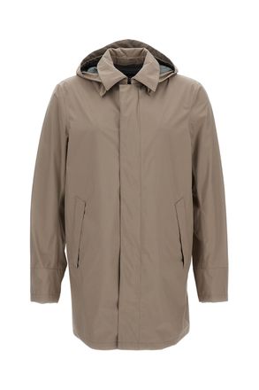 Herno Minimalist Microfiber Raincoat with Removable Hood