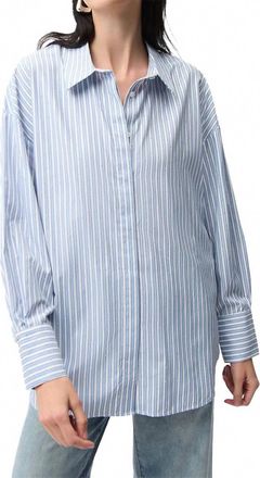 Joseph Ribkoff Womens Long Sleeve Button Down Blouse In Blue/vanilla