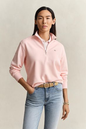 GANT Women Shield Half Zip Sweatshirt (XXL) APRICOT PINK
