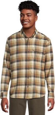 L.L.Bean Brushed Jaspe Twill Shirt Plaid Traditional Untucked Fit Mens Clothing Field Khaki : 3XL, Cotton