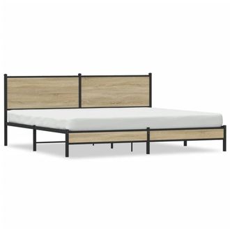 Berkfield Home Metal Bed Frame without Mattress Sonoma Oak 200x200 cm in Brown