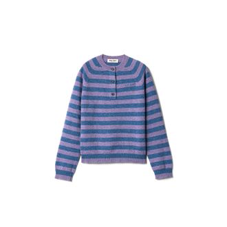 Miu Miu Wool Crew-neck Sweater, Woman, Lilac / Light Blue, Size 36