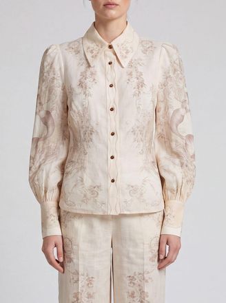 Zimmermann Camicia in ramie a stampa floreale con maniche a palloncino