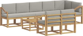vidaXL Conjunto De Sof&aacute;s De Exterior 9 Uds. Blanco Y Gris Claro Vidaxl