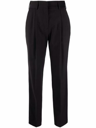 Philipp Plein high-waisted tapered trousers - women - Spandex/Elastane/Wool/Polyester - L - Black