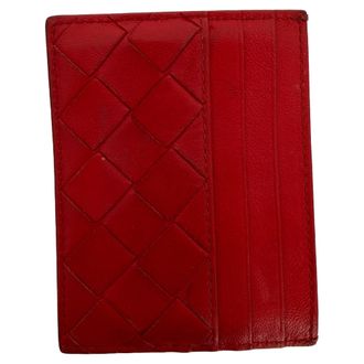 Bottega Veneta Bottega Veneta Intrecciato Kaartenhouder in Rode Leer