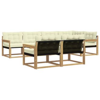 vidaXL Conjunto De Sof&aacute;s De Exterior Con Coj&iacute;n 7 Pcs Blanco Y Crema Vidaxl