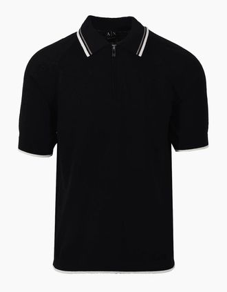A|X Armani Exchange Mens ARMANI EXCHANGE KNITTED POLO SHIRT BLACK - Size: 44