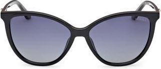 Guess Cat Eye Sunglasses in Shiny Black /Smoke Polarized at Nordstrom Rack