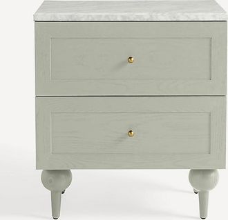 Anthropologie Fern Marble Top Two-Drawer Nightstand