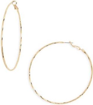Nordstrom Rack Textured Wire Hoop Earrings in Gold at Nordstrom Rack