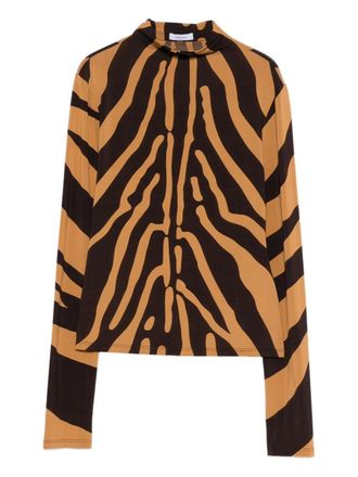 Ferragamo zebra print top - Brown