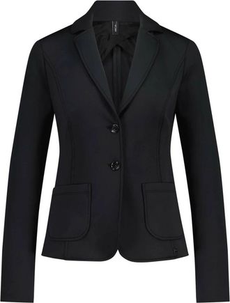 Marc Cain Stretchjersey Blazer met Mouwsplitten - Dames - Blazers - Zwart - 2XL - Leer - Jassen