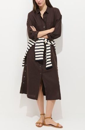 Alex Mill Kerry Linen Midi Shirtdress in Dark Brown at Nordstrom, Size X-Small