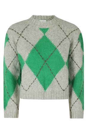 Ballantyne Green Argyle Knit Wool-Blend Crewneck Pullover