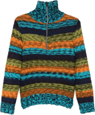 Romeo Gigli 2001-2002s gestreepte trui met rits - Blauw