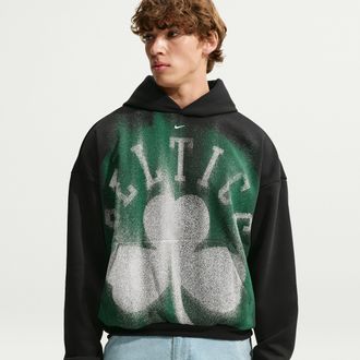 Nike Mens Boston Celtics Standard Issue Fleece Basketball Hoodie in Black | IQ2445-010