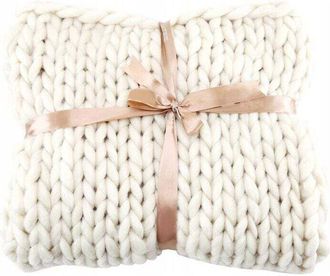OEM [mai Usato]coperta Accogliente, Coperta In Lana Extra Spessa Tessuta A Mano, Bianca, 6060