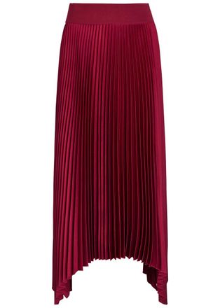 Joseph Ade Pliss&eacute; Satin Midi Skirt - Red - 44 (UK16 / XL)