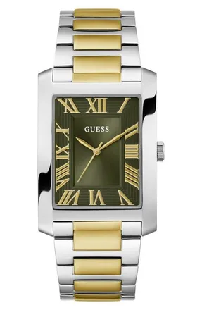 Guess Clyde Two-Tone Bracelet Tank Watch, 34mm in Gold at Nordstrom