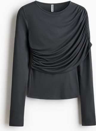 H&M Drapiertes Viskoseshirt - Grau