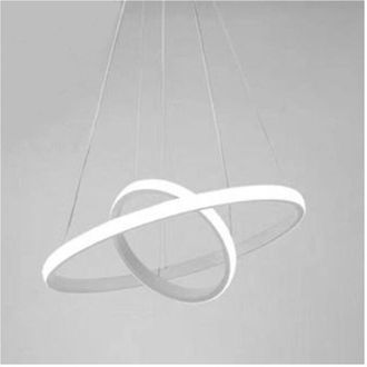 Trade Shop Trade Shop Traesio - Trade Shop - Lampadario Sospeso Led 60w 2 Cerchi Pendente Rotondo Anelli Bianco Luce 6500k 50286