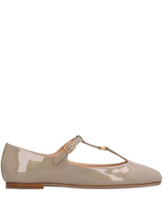 Chlo&eacute; Leren ballerinas met T-bar - Grijs