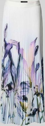 Marc Cain Plisseerock mit Label-Detail und seitlichem Rei&szlig;verschluss in Weiss, Gr&ouml;&szlig;e 34